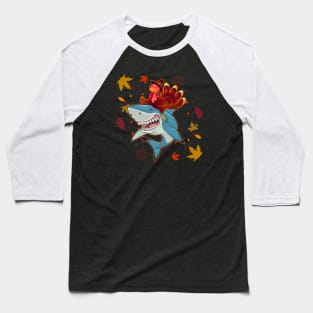 Dabbing Turkey Riding Shark Thanksgiving Christmas Gift Baseball T-Shirt